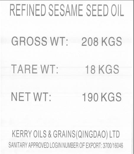 190kg Drum Refined Sesame Oil