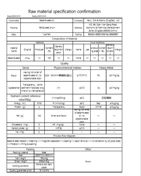 Edible Plant Oil/Aromatic Pressed Pure Sesame Oil of 190kg Drum